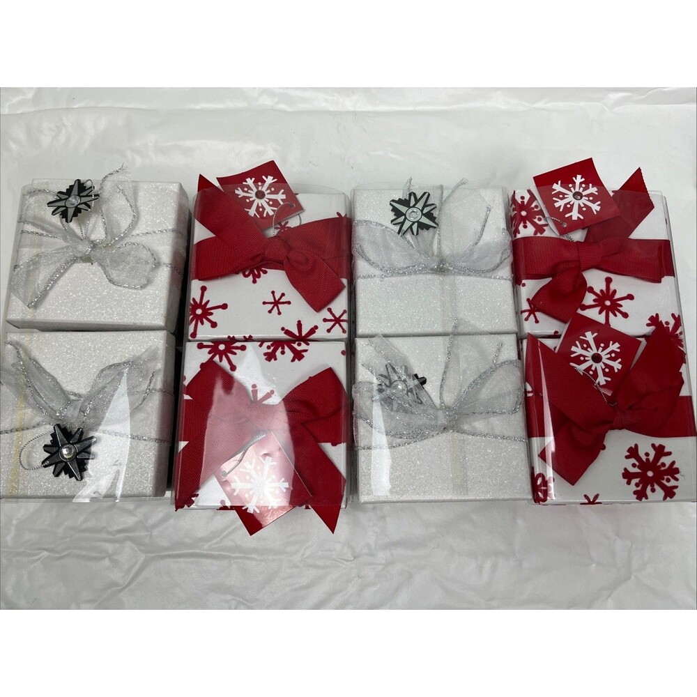 8 Christmas Gift Box Target 2006 Red Black White Bow‎ Snowflake 4.1x4.1x2.7”